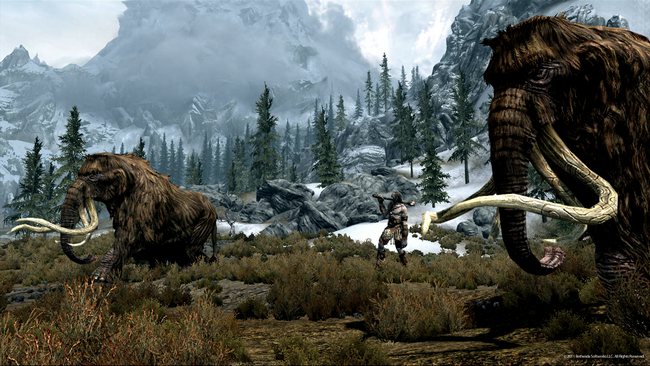 Skyrim - игра, прохождение, обзор, скриншоты, мамонты, гиганты