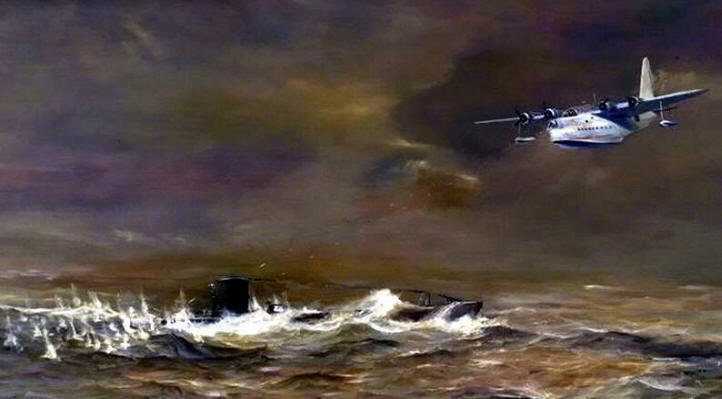 самолет-амфибия, Сандерленд, U-boat, Атлантические конвои, WW II